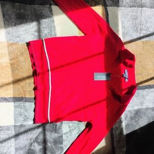 Tommy Hilfiger Red Sweater with White Stripe